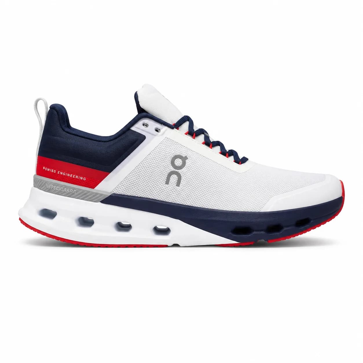 Tenis estilo On Cloud blanco azul rojo